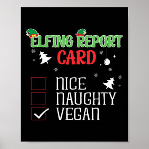 Naughty Nice Vegan Report Card passt zu Weihnachte Poster