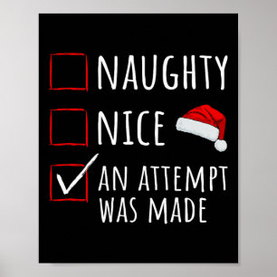 Naughty Nice Versuch wurde Weihnachtsliste Kinder  Poster