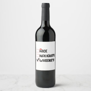 Naughty Nice Whiskey Weihnachtsliste Weinetikett