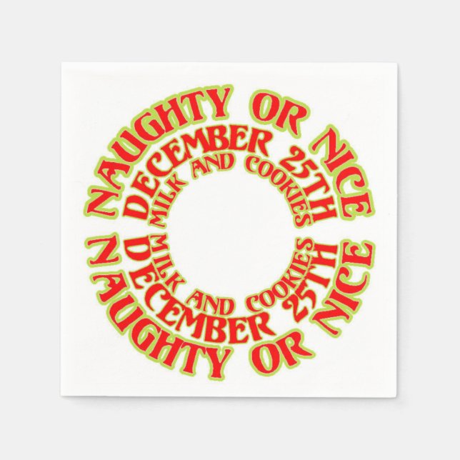 Naughty oder Nice 25. Dezember Milch und Cookies R Serviette (Vorderseite)