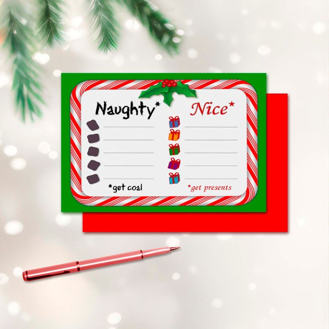 Naughty oder Nice 3,5" x 2,5" Visitenkarte (Go ahead...name names! They know who they are! The Naughty get coal. Nice ones get presents. )
