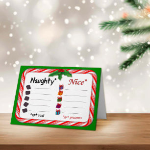 Naughty oder Nice 5" x 7" geklappt Feiertagskarte