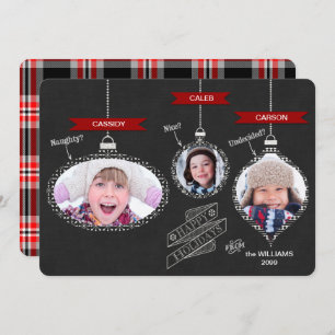 Naughty oder Nice? Chalkboard Hanging Ornaments Ho Feiertagskarte