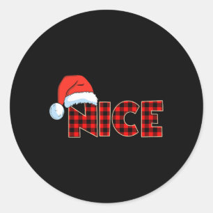 Naughty oder Nice Christmas Couple Buffalo Rot Kar Runder Aufkleber
