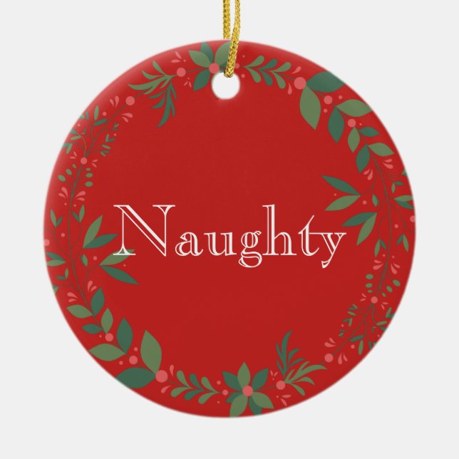 Naughty oder Nice Christmas Keramik Ornament (Vorne)