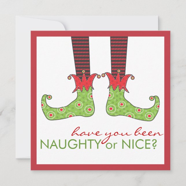 Naughty oder Nice Elf Fee Weihnachtsfest Party Einladung (Vorderseite)