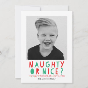 Naughty oder Nice   Fotokarte für den Urlaub Feiertagskarte