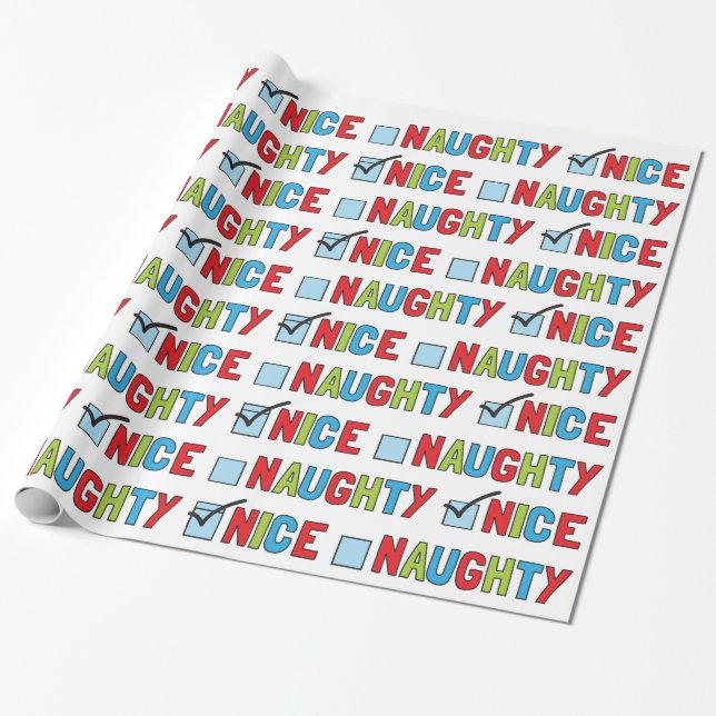 Naughty oder Nice Fun Weihnachtswrapping Papier Geschenkpapier (Ungerollt)