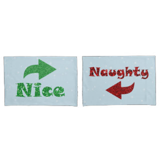 Naughty oder Nice Funny Blauer Weihnachten Kissenbezug