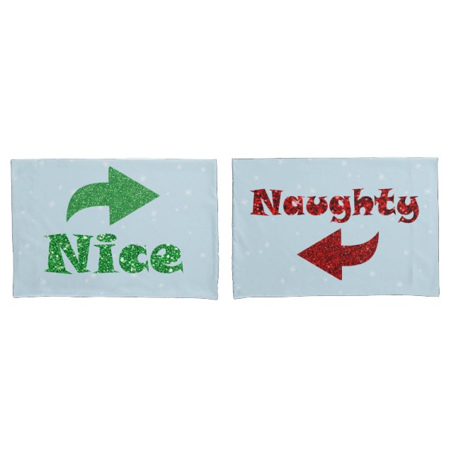 Naughty oder Nice Funny Blauer Weihnachten Kissenbezug (Vorderseite-Set)