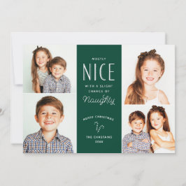 Naughty oder Nice Funny Funny Kids Foto Weihnachts Feiertagskarte