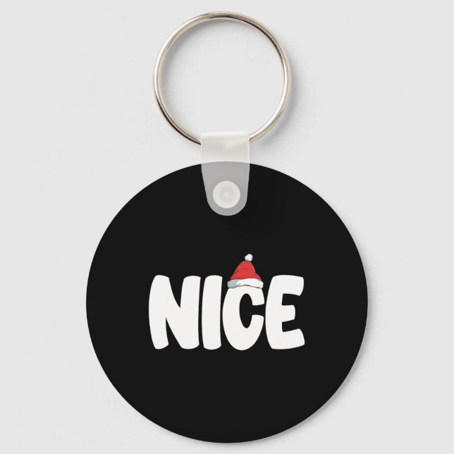 Naughty oder Nice Funny Matching Weihnachtsfamilie Schlüsselanhänger (Vorderseite)