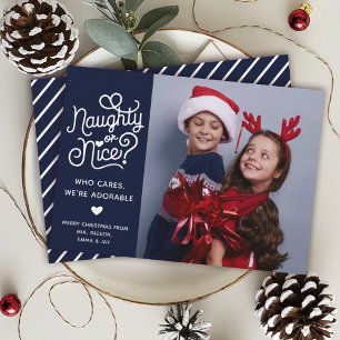 Naughty oder Nice Funny Niedlich Kids Schlechtes F Feiertagskarte