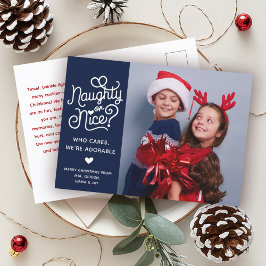 Naughty oder Nice Funny Niedlich Kids Schlechtes F Feiertagspostkarte