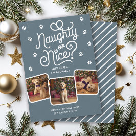 Naughty oder Nice Funny Niedlich Pet Hund Katze 3  Feiertagskarte