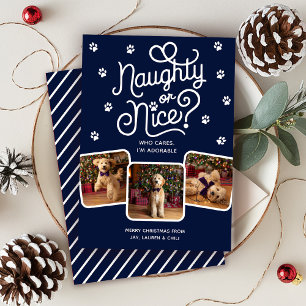 Naughty oder Nice Funny Niedlich Pet Hund Katze 3  Feiertagskarte