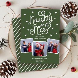Naughty oder Nice Funny Niedlich Sibling Familie 3 Feiertagskarte
