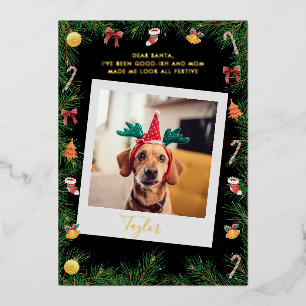 Naughty oder Nice Funny Pet Hund Custom Weihnachte Folien Feiertagskarte