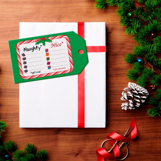 Naughty oder Nice Geschenkanhänger (Naughty and Nice Gift Tag.
The Naughty get coal. Nice ones get presents. 
)