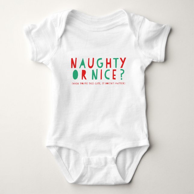 Naughty oder Nice | Holiday Bodysuit Baby Strampler (Vorderseite)