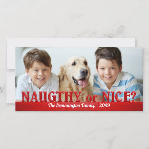 Naughty oder Nice in Red Fun und einfaches Foto Feiertagskarte