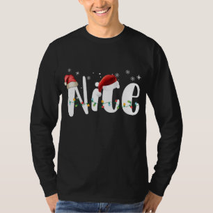 Naughty oder Nice Matching Weihnachtsleuchten Paar T-Shirt