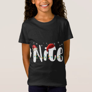 Naughty oder Nice Matching Weihnachtsleuchten Paar T-Shirt