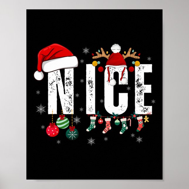 Naughty oder Nice Matching Weihnachtspaare Kostüm Poster (Vorne)