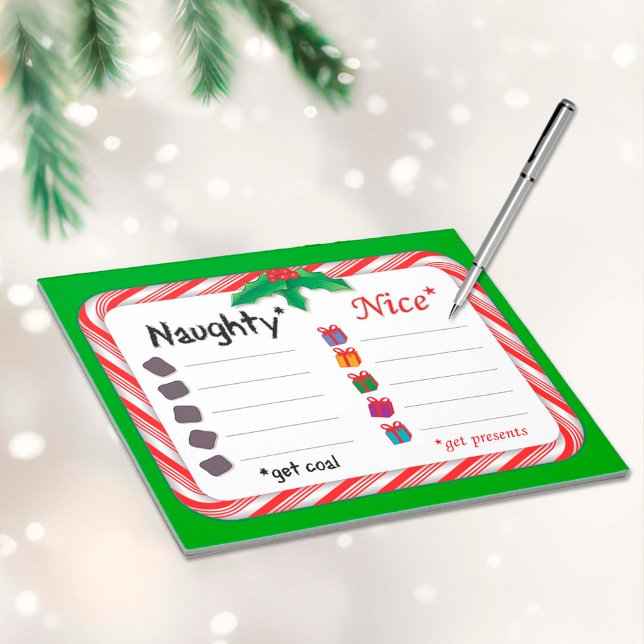Naughty oder Nice Notepad 8.5"x11", 40 Seiten Notizblock (Naughty and Nice Postcard
The Naughty get coal. Nice ones get presents. )