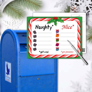 Naughty oder Nice Postcard Feiertagspostkarte