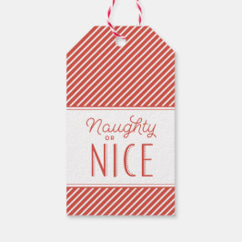 Naughty oder Nice Red Strip Weihnachtsgeschenk Tag Geschenkanhänger