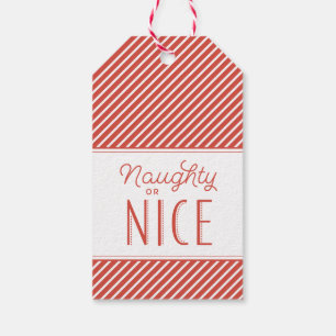Naughty oder Nice Red Strip Weihnachtsgeschenk Tag Geschenkanhänger