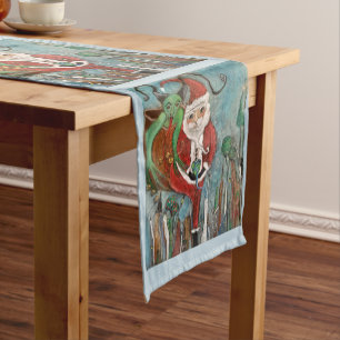 Naughty oder Nice Santa and Krampus Art Table Runn Kurzer Tischläufer