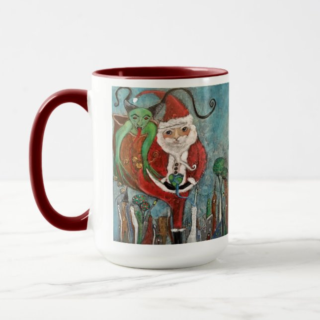 Naughty oder Nice Santa and Krampus Whimsikart Tasse (Links)