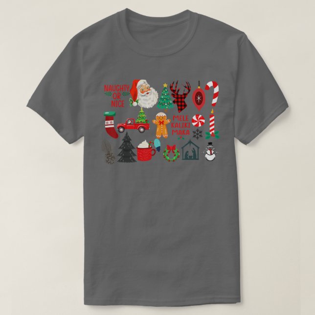 Naughty oder Nice Santa Claus Pinetree Jesus Chris T-Shirt (Design vorne)