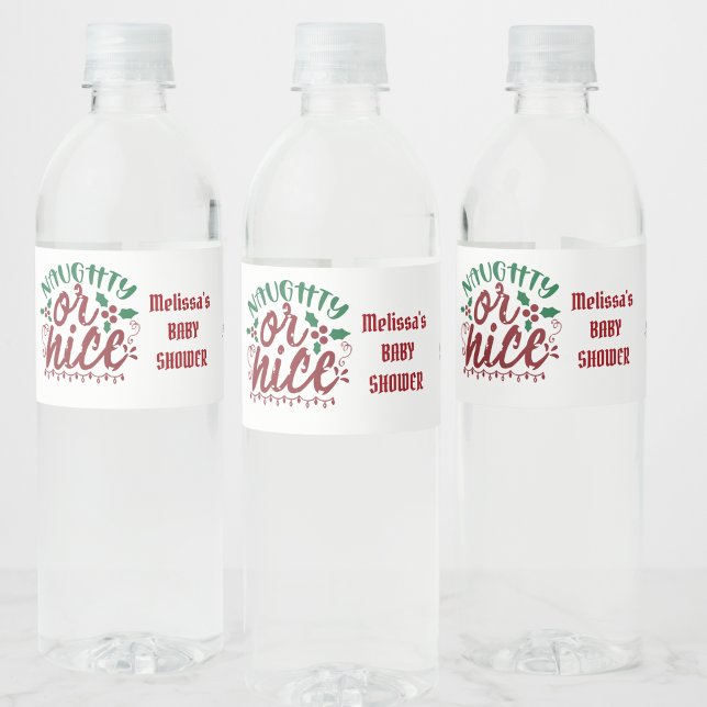 Naughty oder nice Santa's Brief Nordpol Wasserflaschenetikett (Von Creator hochgeladen)