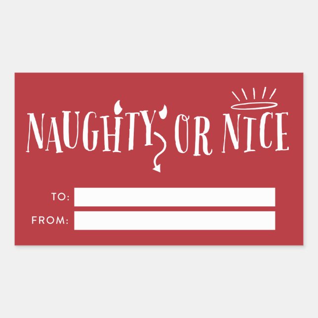 Naughty oder Nice Weihnachtsgeschenke Tags Rechteckiger Aufkleber (Vorderseite)