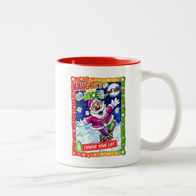 Naughty or nice, choose your list zweifarbige tasse (Rechts)