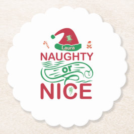 Naughty or Nice Christmas Frogs with Santa Design Untersetzer