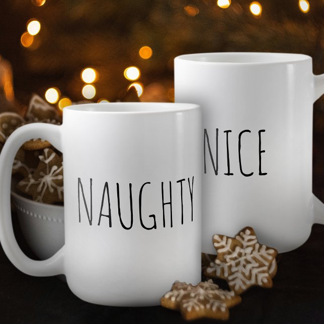 ‘NAUGHTY or NICE’ Customizable Word Chic Modern  Kaffeetasse (Von Creator hochgeladen)