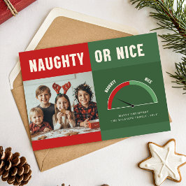 Naughty or Nice | Funny Family Kid Photo Christmas Feiertagskarte