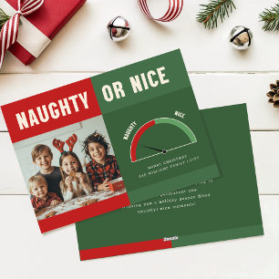 Naughty or Nice Liste Lustiges Kinderfoto Weihnach Feiertagskarte