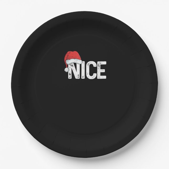 Naughty Or Nice Matching Christmas Funny Design  Pappteller (Vorderseite)