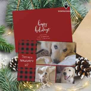 Naughty or Nice Rot kariert FROHE WEIHNACHTEN 3 Fo
