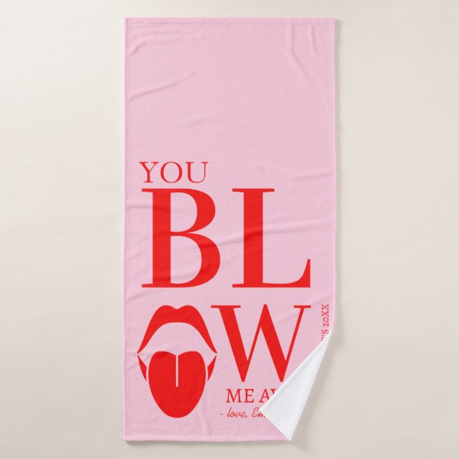 Naughty Pink Red Valentinstag Card Badhandtuch Set (Badehandtuch)