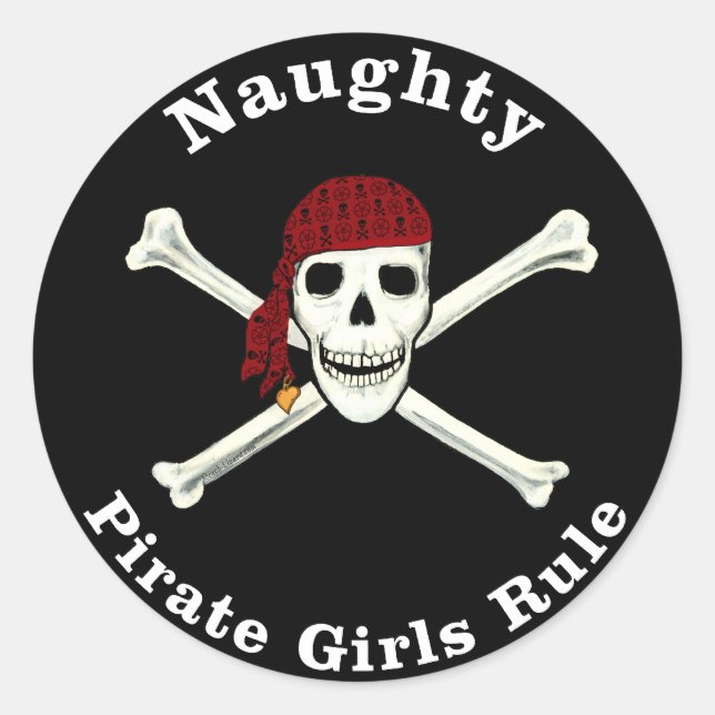 Naughty Pirate Girls Rule! Runder Aufkleber (Vorderseite)