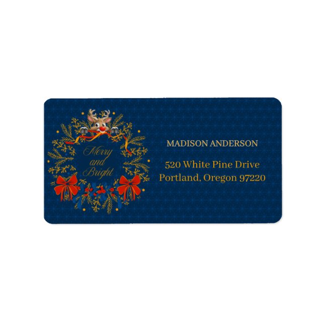 Naughty Rentier Peking Weihnachtsdesign in der Mar Adressaufkleber (Vorne)