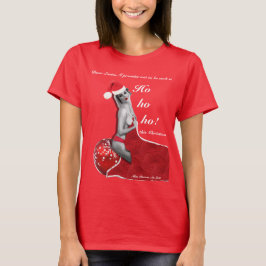 Naughty Santa Pinup Joke Ladys Christmas T - Shirt