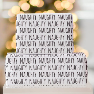 Naughty Schwarz-weiß Typografy Pattern Weihnachten Geschenkpapier