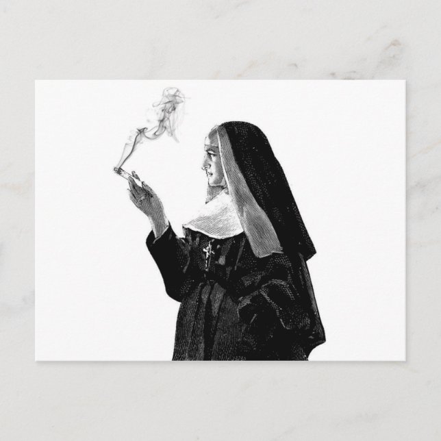 Naughty Smoking Nun Postkarte (Vorderseite)